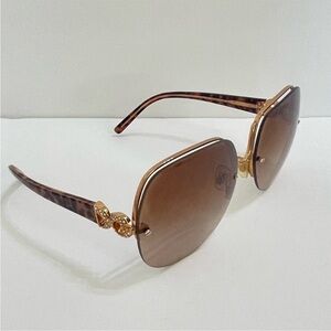 Dolce & Gabbana Sunglasses DG 2050 CZ Encrusted DG Logo Tortoise Gold